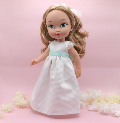 Muñeca de comunión personalizada con vestido Covadonga Otomán