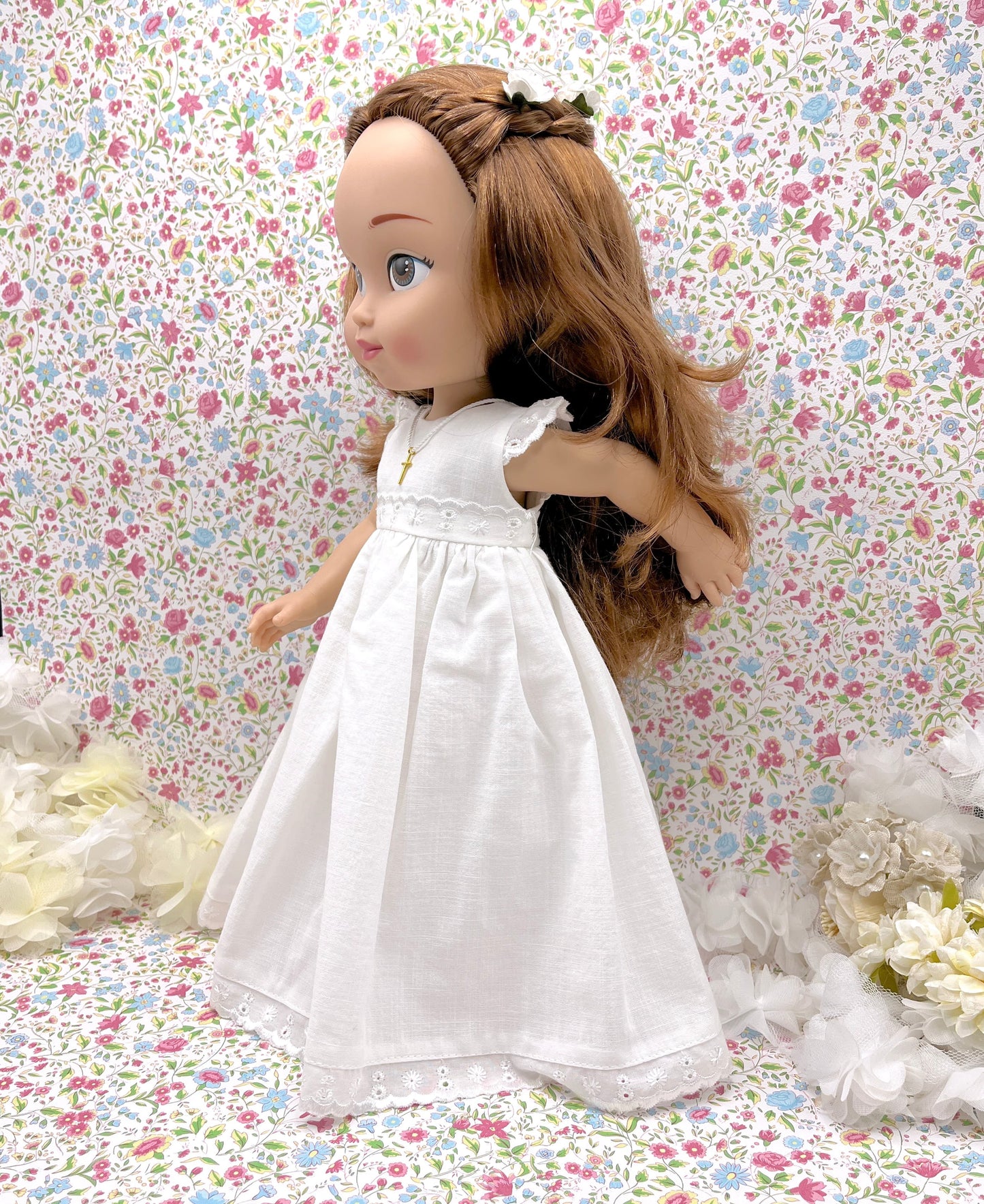 Personalized communion doll with Amber Lino dress