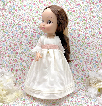 Personalized communion doll with Beatrice ottoman dress