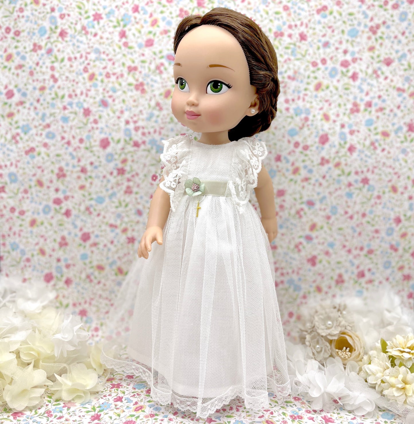 Personalized communion doll with Audrey dress