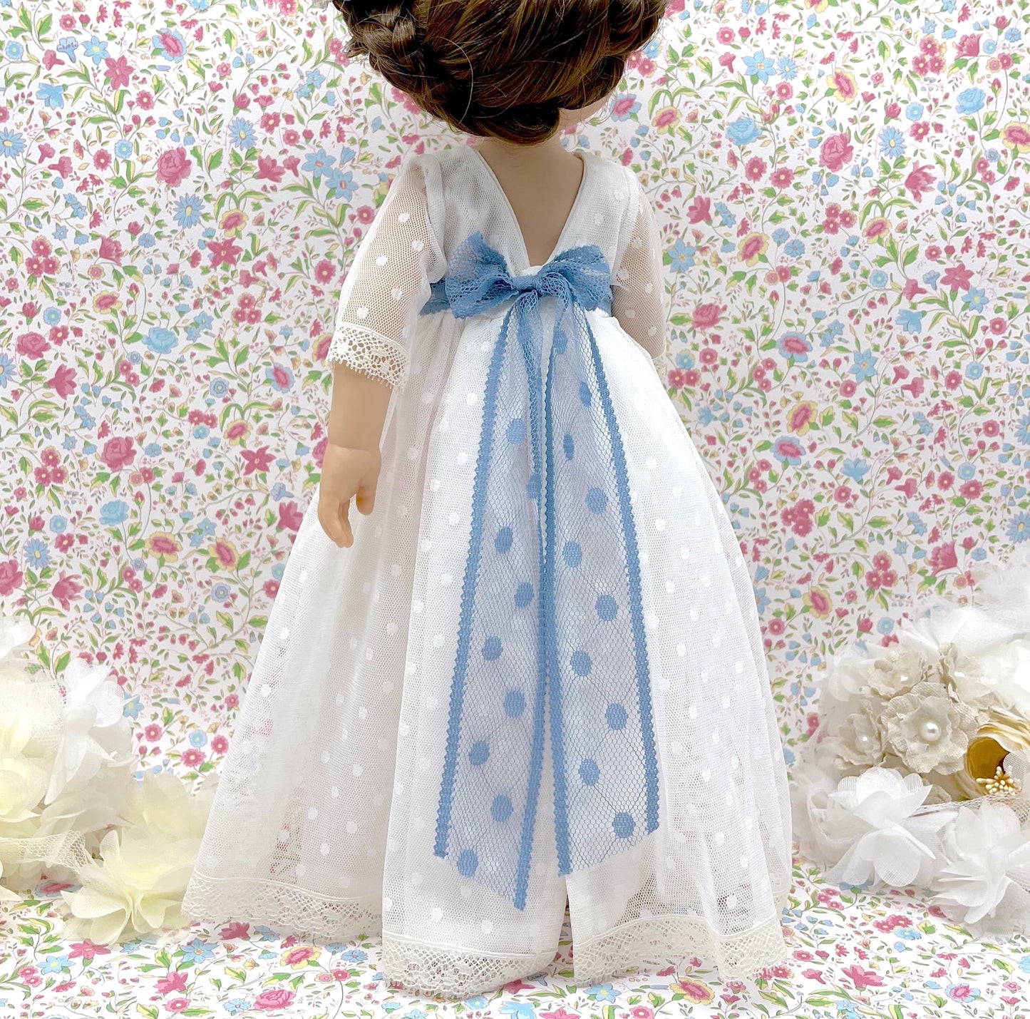 Angelica doll communion dress without ruffles on sleeves