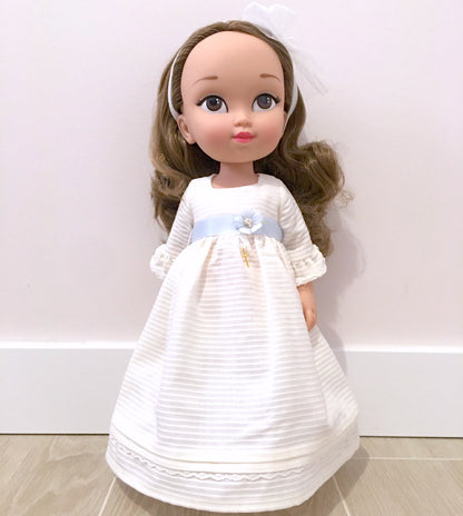 Personalized communion doll with Victoria ottoman dress