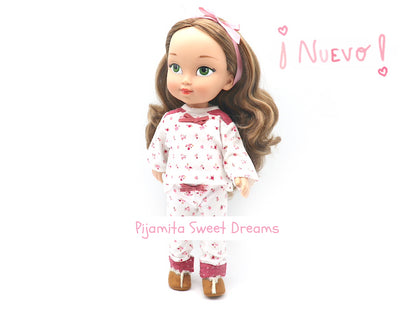 Pack con vestido, pijama y camisón de muñeca.