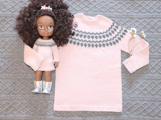 Jersey con cenefa para niña - Largo Aspen Rosa