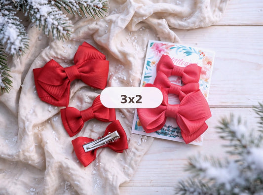 Pack of 3 gross grain bows - 6 colors