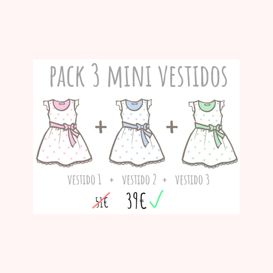 Pack - 3 Vestidos de Muñeca