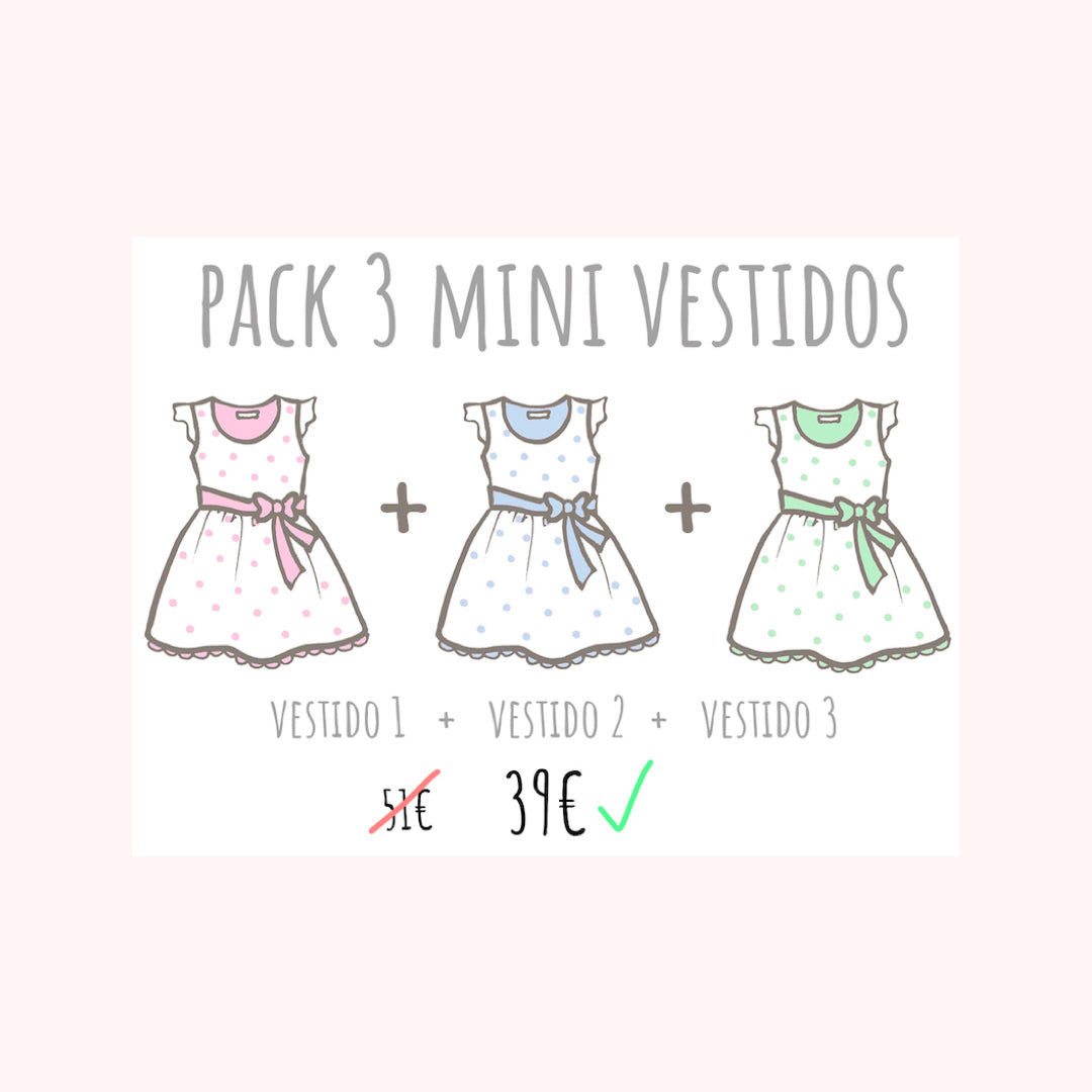 Pack - 3 vestidos de boneca My little twin