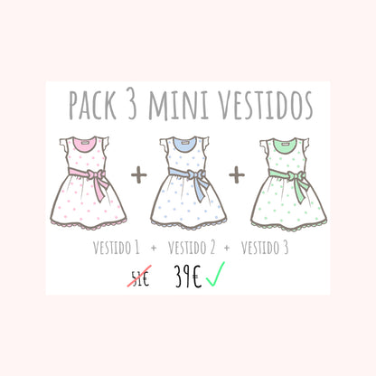 Pack - 3 Vestidos de Muñeca