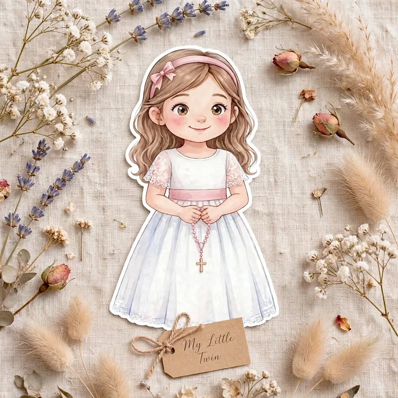 Muñeca de comunión personalizada My Little Twin con vestido, fajín y zapatos a elegir - muñeca de comunión artesanal

