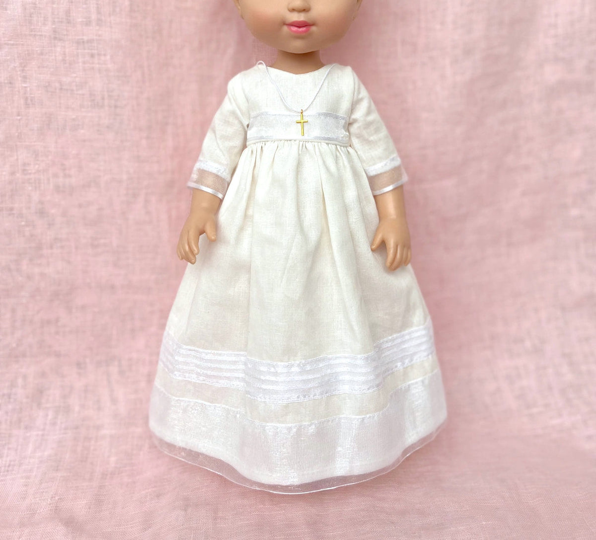 Boneca de comunhão personalizada com vestido de organza Jéssica