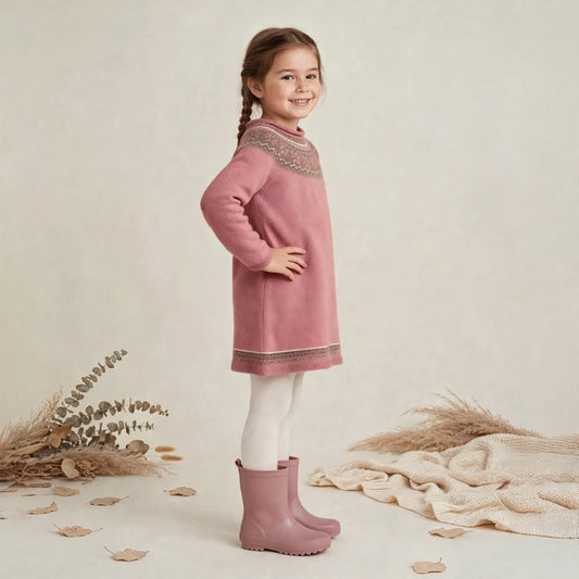 Sweter para menina - Aspen longo rosa